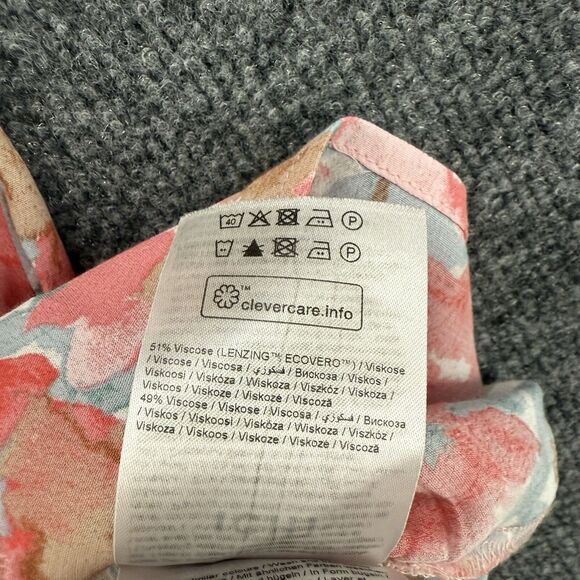 ICHI Blouse Top Womens XS Pink Floral V-Neck Soft Feminine Boho Romantic Pastel - Picture 8 of 10